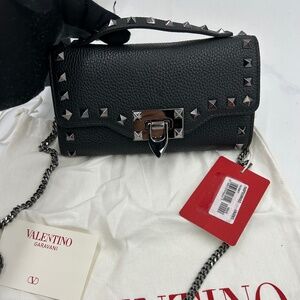 Women’s Valentino, Garavani  rock stud wallet on a chain made in Italy